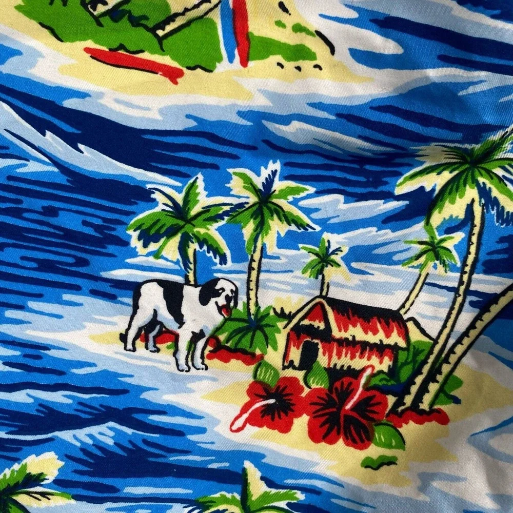 Big Dogs Swim Trunks Mens Medium Shorts Print‎ Tropical Island Big Kahuna Beach